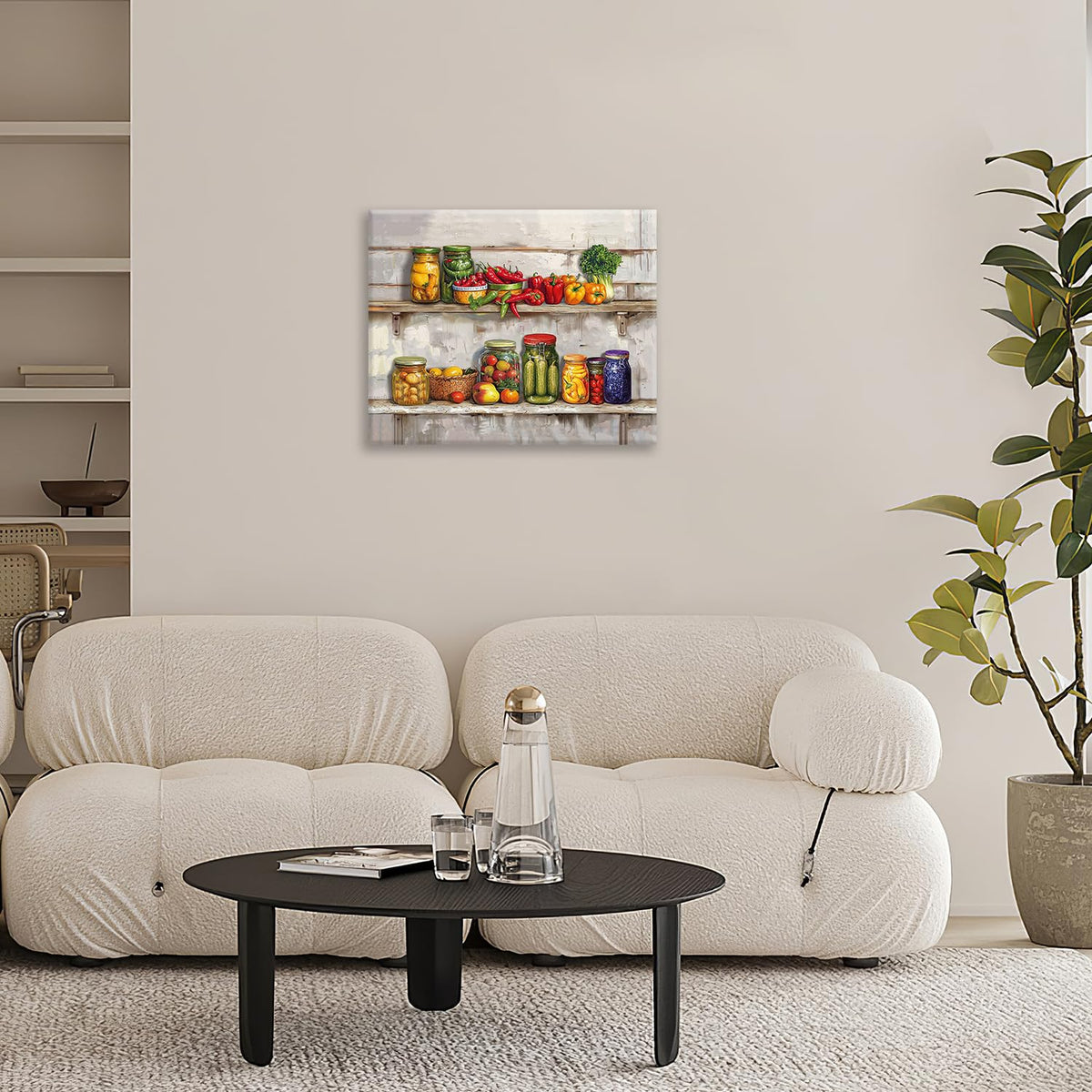 Farmhouse Kitchen Canvas Wall Art Colorful Spices Pictures Wall Decor Food Prints Painting Vegetables Poster Framed Artwork Decoration For Dining Room Living Room 24"x20" (24"L x 20"W / Kitchen-1)