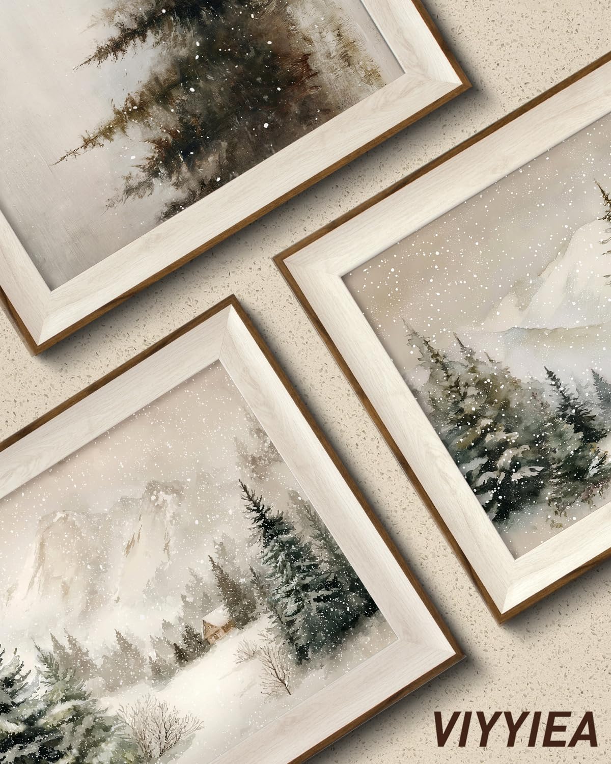 Framed Christmas Pine Forest Landscape Wall Art Set (Silent Forest / 16"L x 20"W)