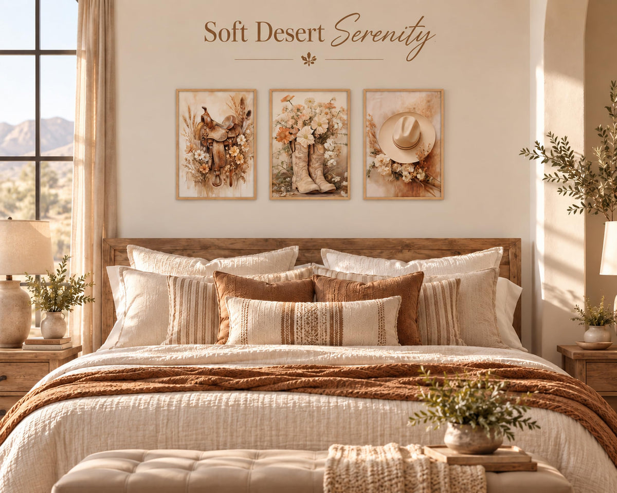 3PCS Trendy Preppy Western Cowgirl Aesthetic Canvas Wall Art Unframed (Cowgirl / 16"L x 12"W-Unframed)