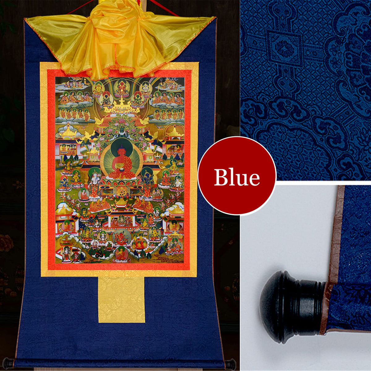 Amitabha Pure Land Thangka (Amitabha Pure Land / 33.5"L x 24.8"W)