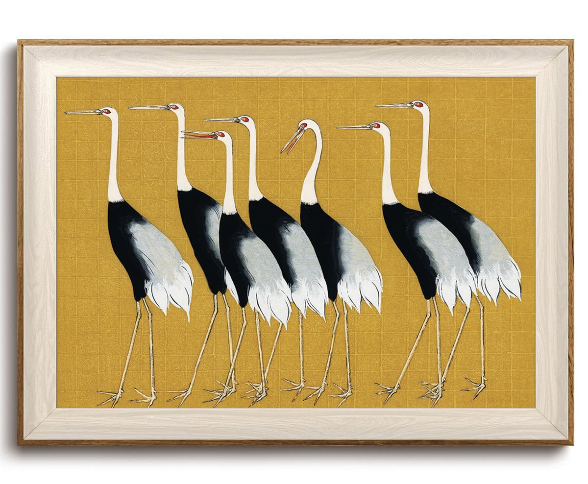 Cranes Wall Art Animal Canvas Print Pictures Vintage Wall Decor 12x16in (Crane / 16"L x 12"W)