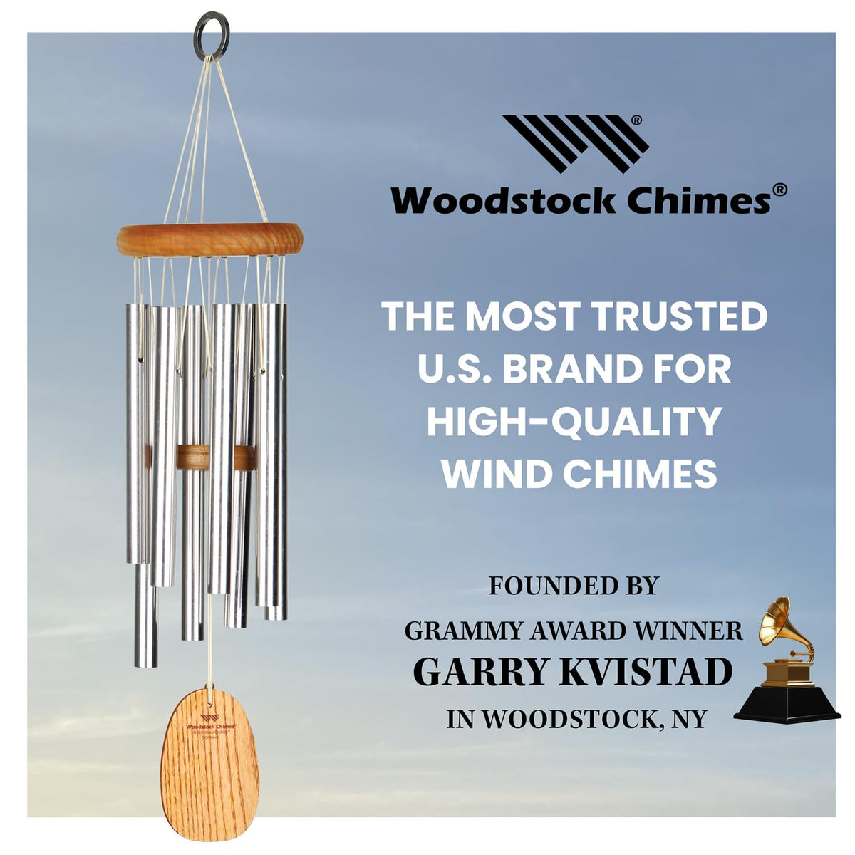 Woodstock Wind Chimes for Outside (Silver / 17")