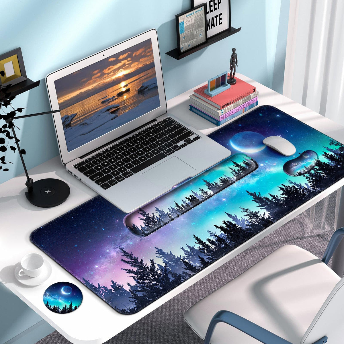 4 in 1 Mouse Pad and Keyboard Wrist Rest (C1-forest Moon)