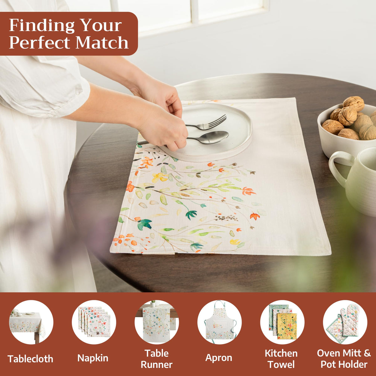 Placemats Set of 4 Reusable 100% Cotton (021 - Colmar / 13" X 19" (Pack of 4))