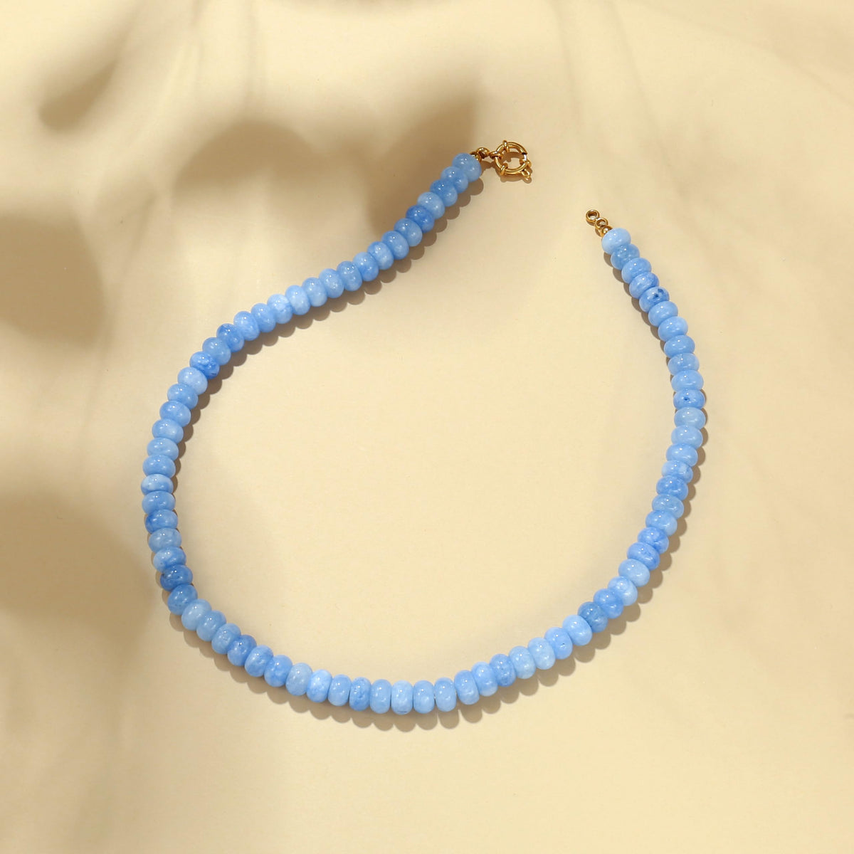 Azure Natural Stone Beaded Choker Necklace for Women (Azure)
