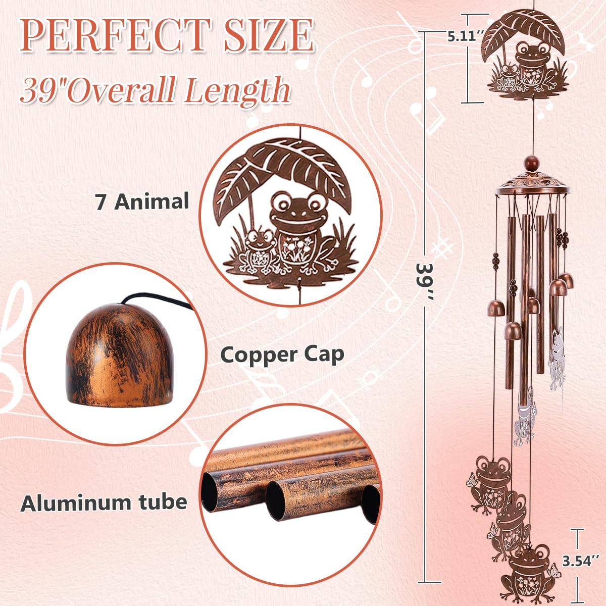 Frog Wind Chimes for Outside (Frog)