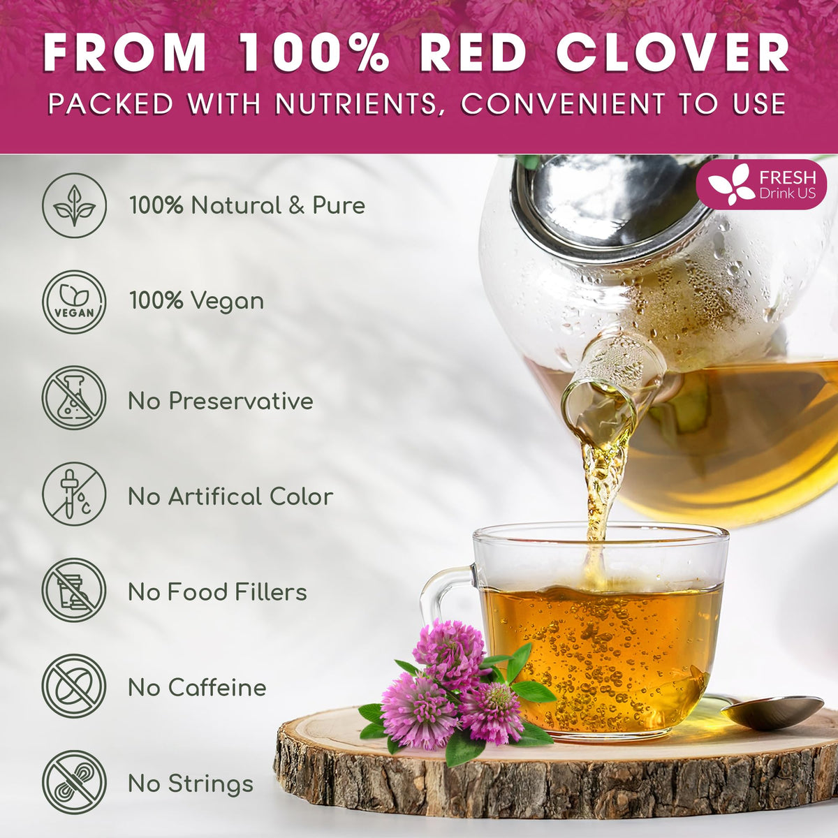 Premium Red Clover Herbal Tea (35 Tea Bags)