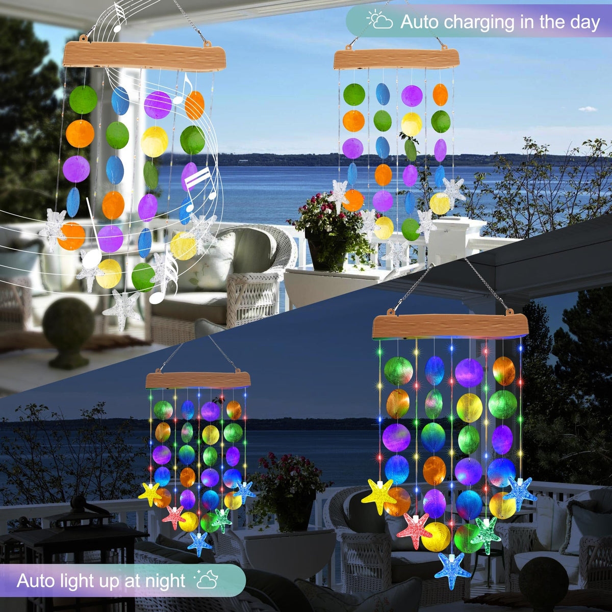 Solar Wind Chimes for Outside (Multicolor)