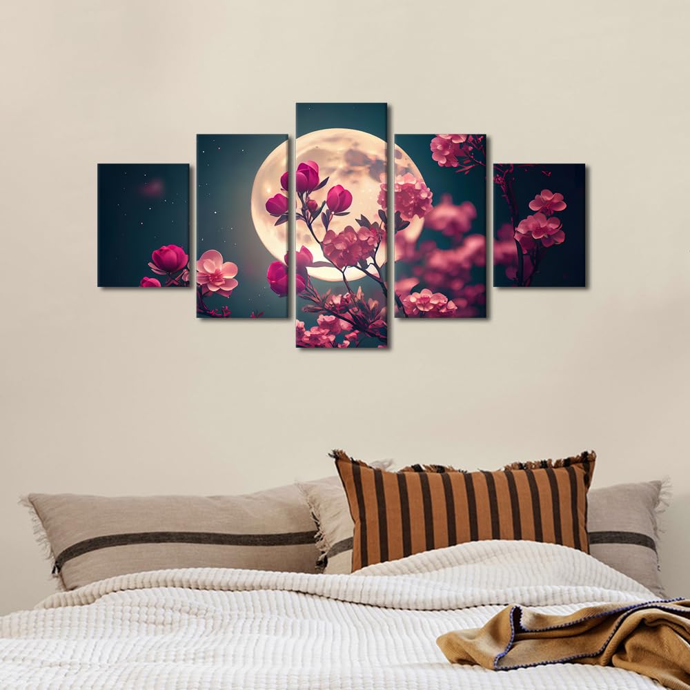 Wall Art Canvas Print Mystical Moonlit Forest Fantasy Landscape Artwork Large Framed Poster For Bedroom Living Room Dining Room Decoration Ready To Hang 60"Wx32"H‌ (60''Wx32''H / Artwork-01)