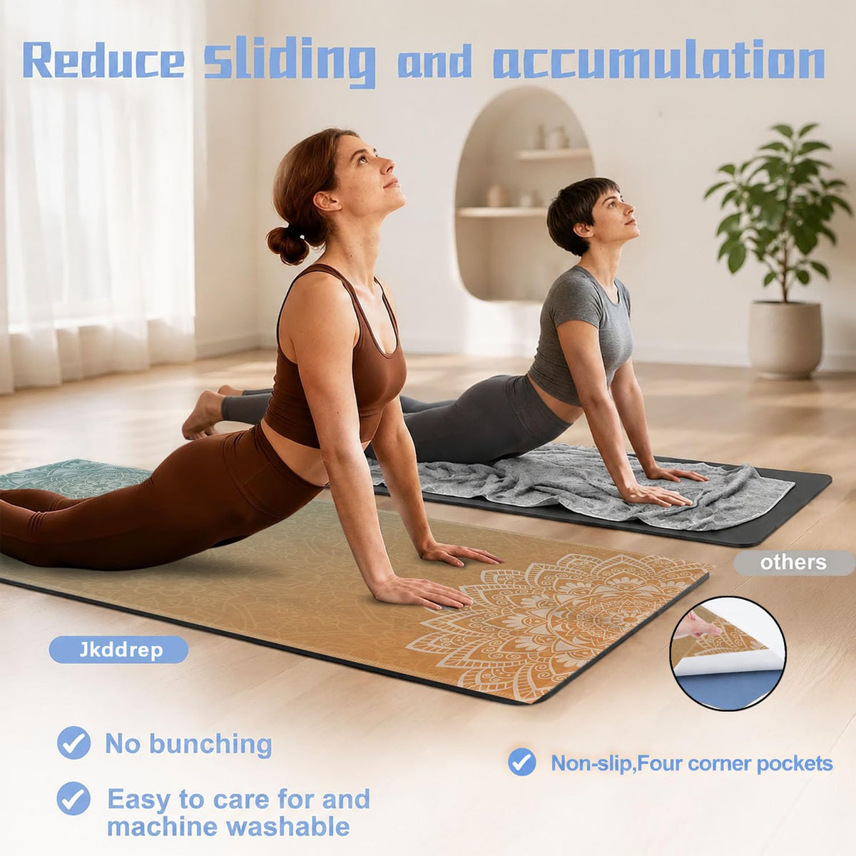 Yoga Mat Towel (Blue Flower-04 / Small)