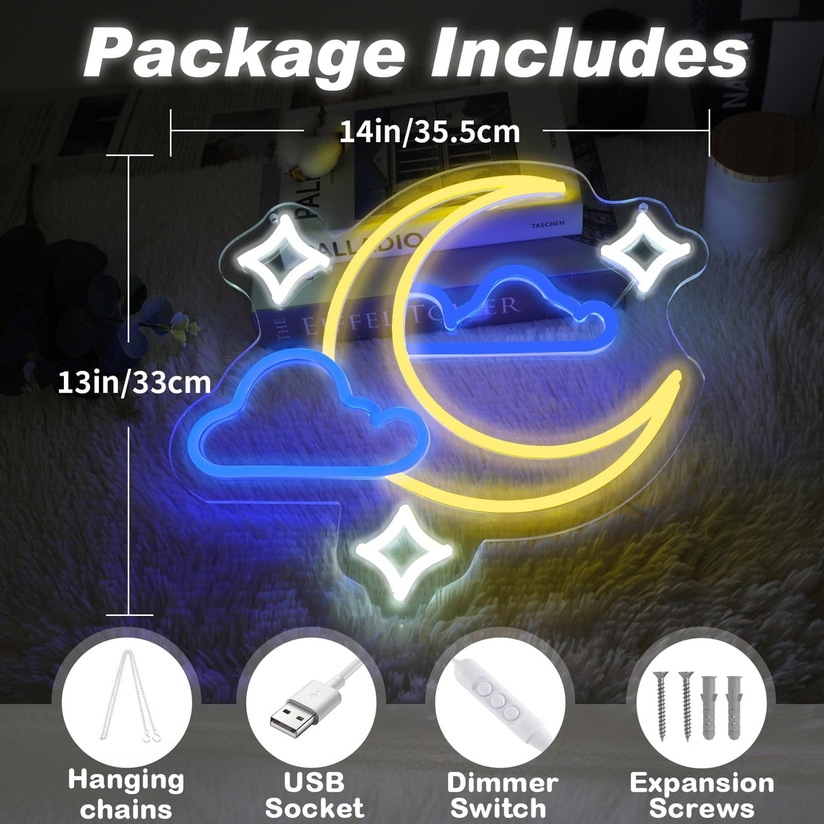 Moon Star Cloud Neon Sign (Moonstar)
