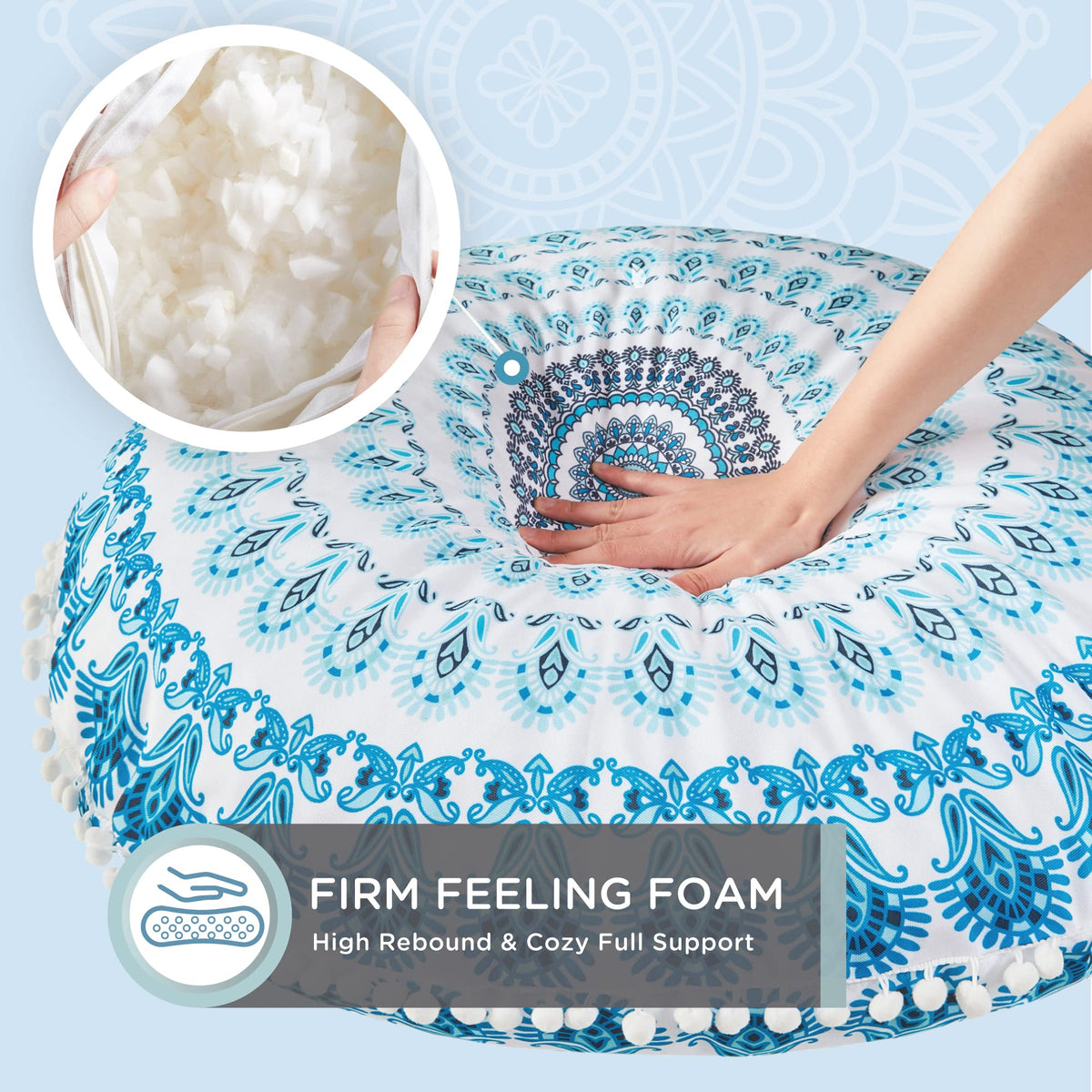 Floor Pillows 2 Pack (2 Count (Pack of 1) / Round | Aqua)