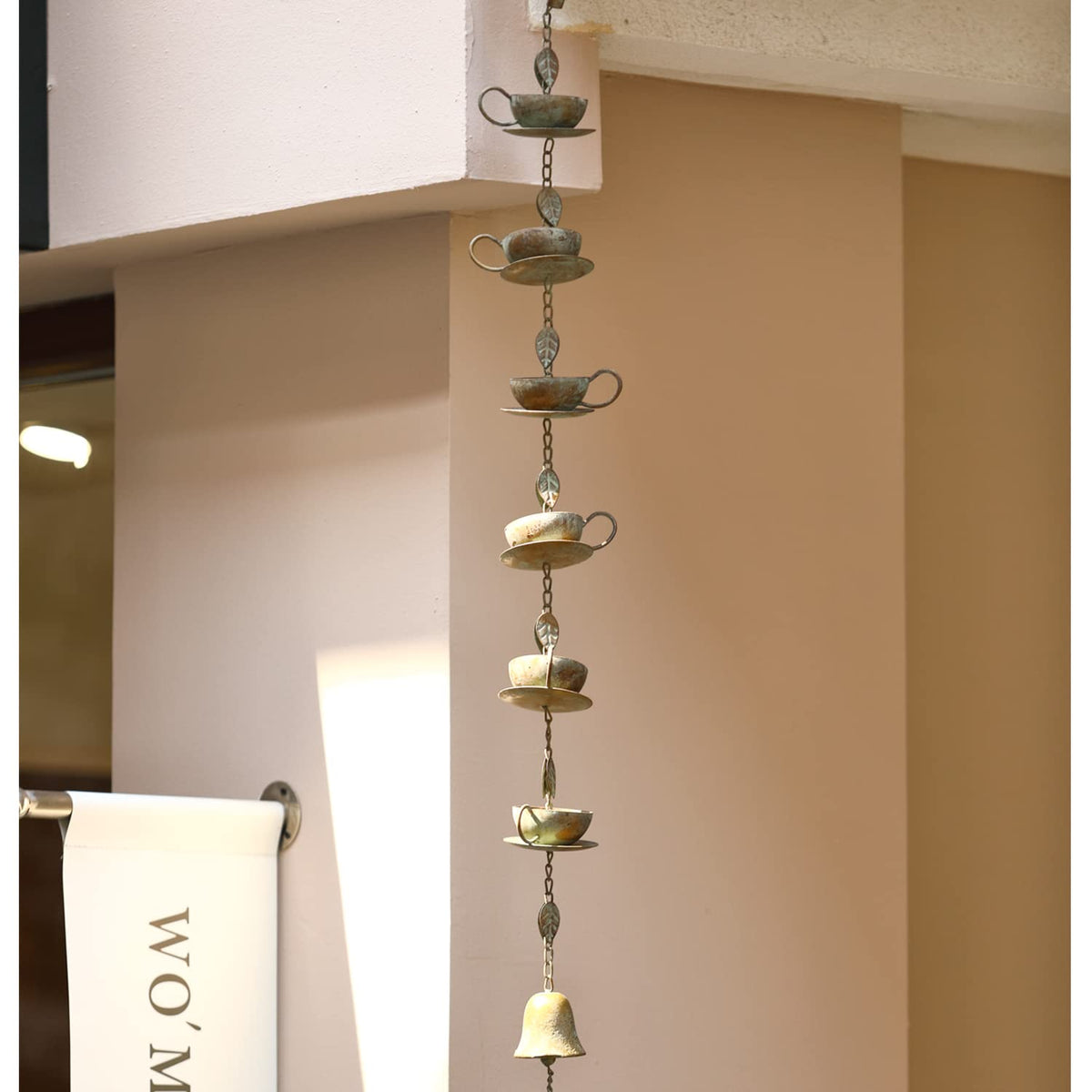 60" Teapot Wind Chime & Rain Chain with Bell (5 Ft Rain Chime)