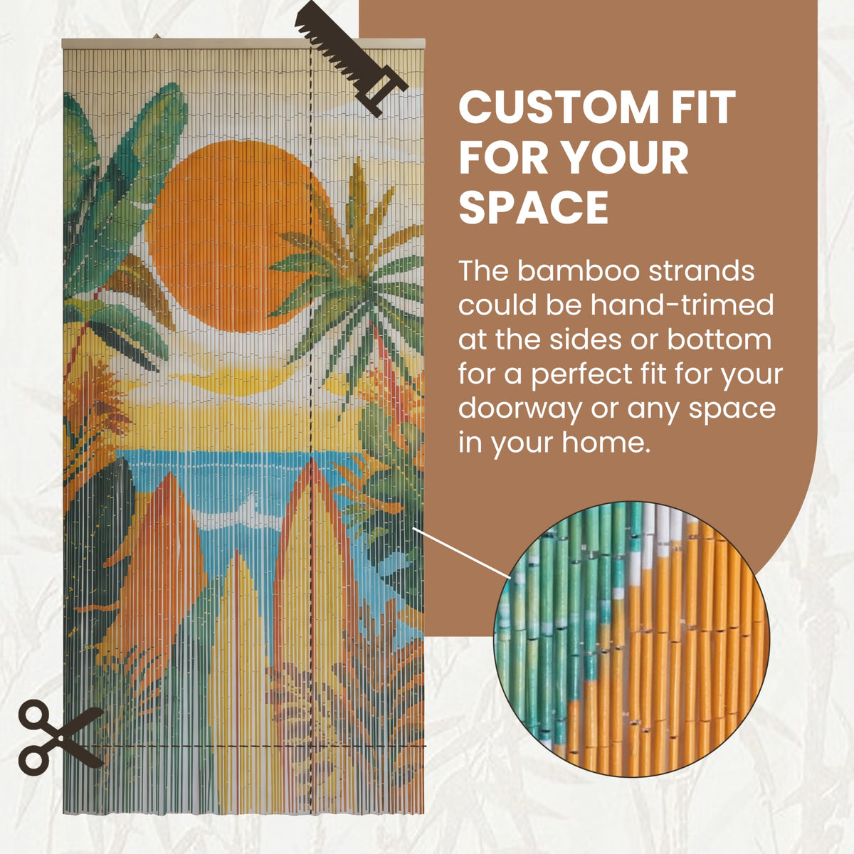 Summer Vibe Beaded Bamboo Curtain for Doorway 35.4" x 78.7" (Summer Vibe)