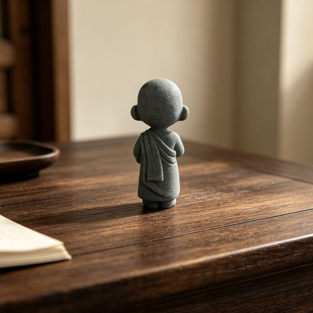 Praying Monk Figurine Standing Monk Statue Zen Meditating Sculpture (BS)