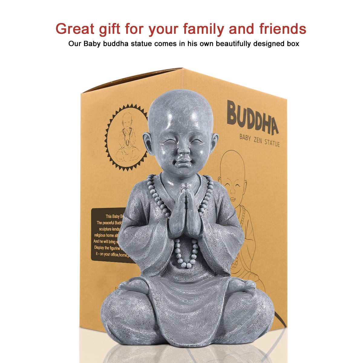 Meditating Baby Buddha Statue Figurine (Gray)