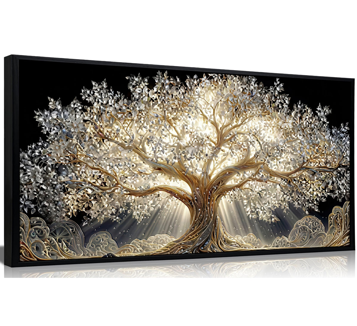 Large Framed Textured Painting Tree of Life Wall Art (Tree of Life / 48"L x 24"W)