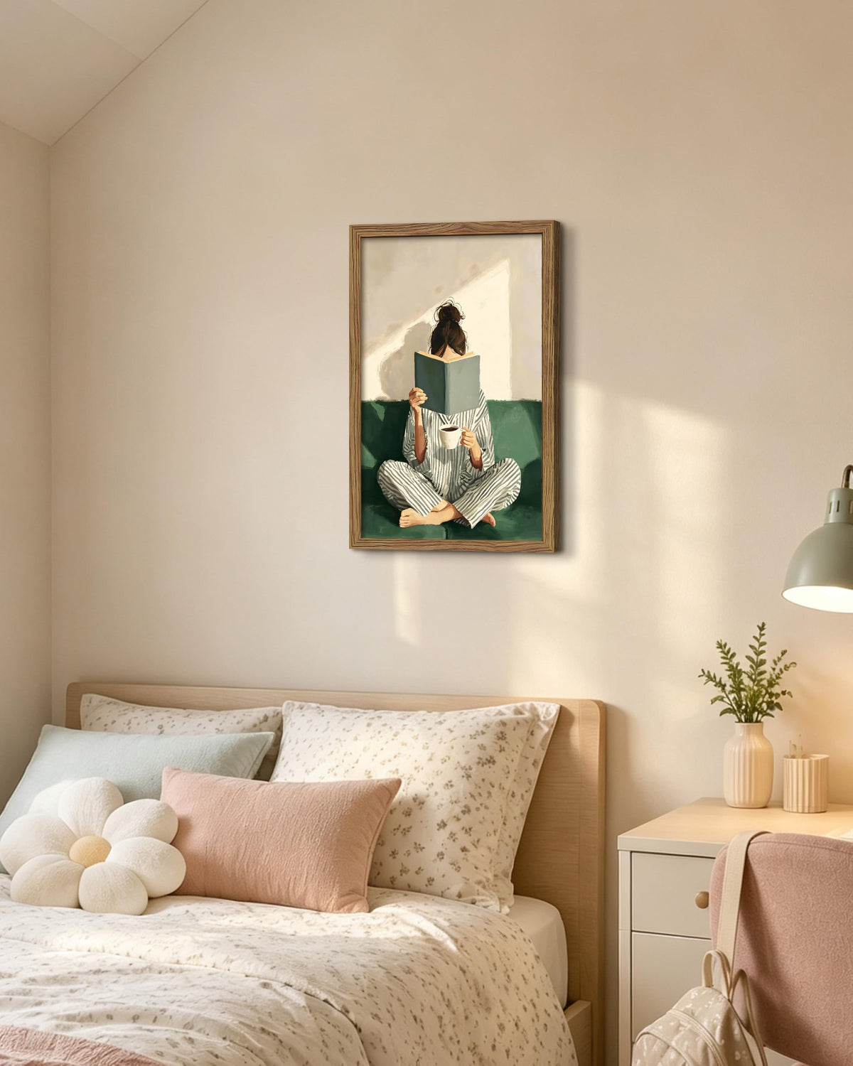 Reading Woman Canvas Wall Art (A-Girl Reading a Book / 24"L x 16"W)