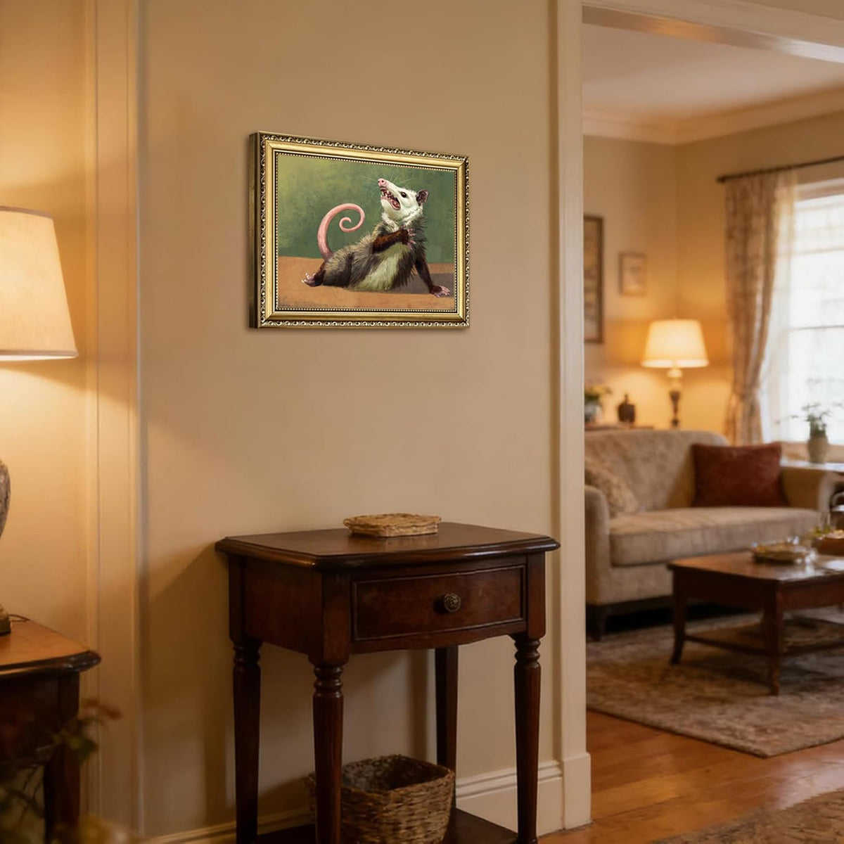 Gold Framed Funny Opossum Wall Art (Gold Framed-B / 24"L x 16"W)