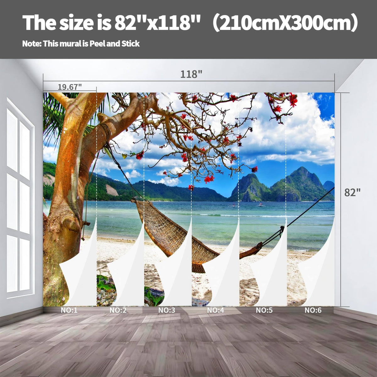 Peel Stick Wall Mural Wallpaper Ocean 118"x82" Decor A16 (A16 / 118" x 82")
