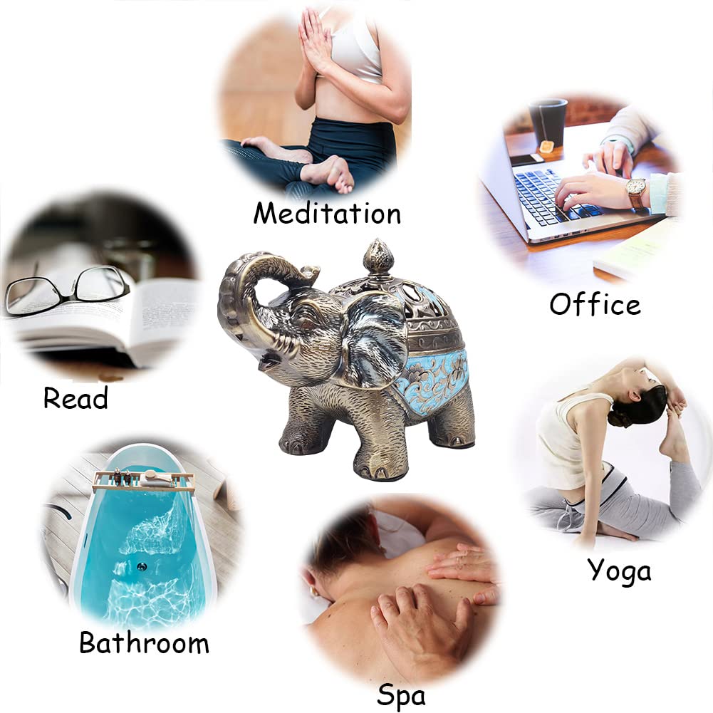 Metal Elephant Incense Holder (Light Blue)