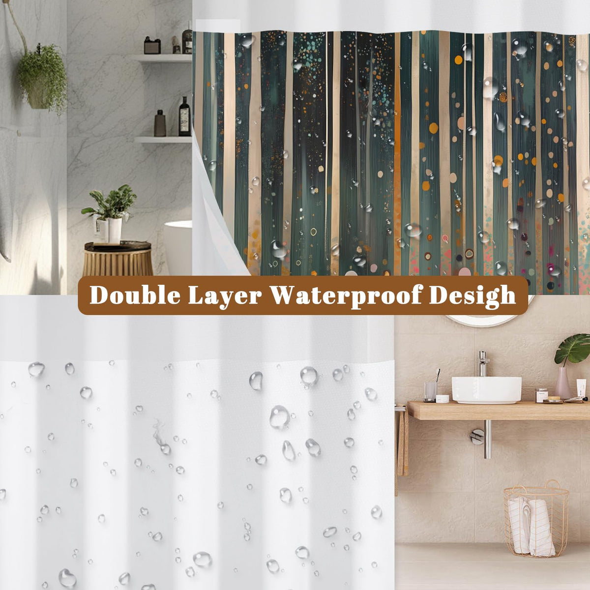Abstract Woodland Shower Curtain with Snap in Liner (Abstract Art)