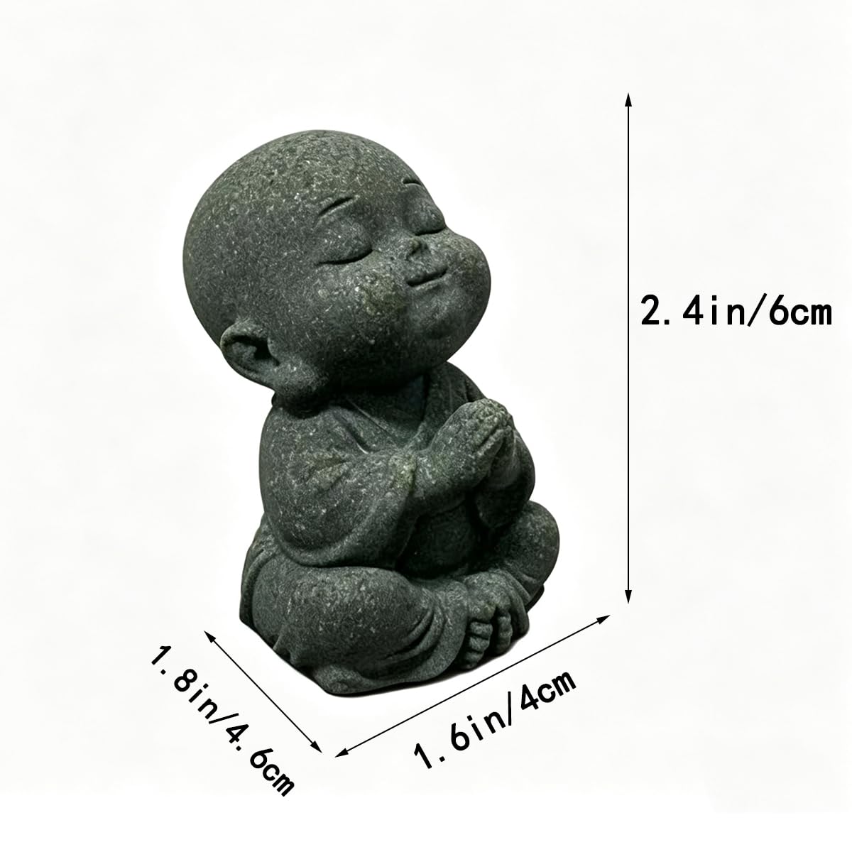 Praying Monk Figurine Standing Monk Statue Zen Meditating Sculpture (GS)