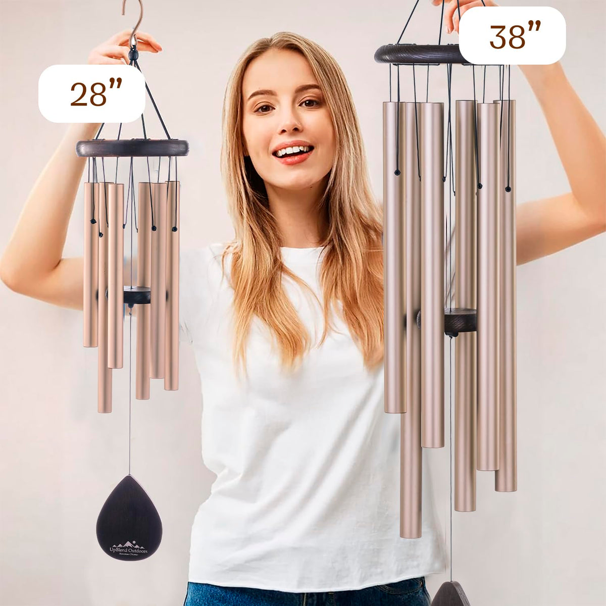 UpBlend 28" Gold Aluminum Wind Chimes for Outside (Gold / 28")