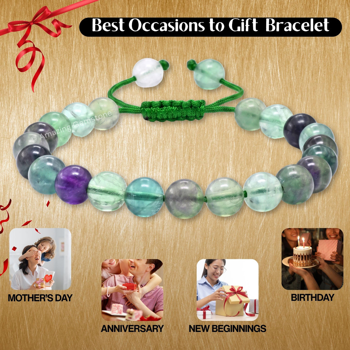 Multi Fluorite Bracelet for Women Men's Gifts (Multi Fluorite)