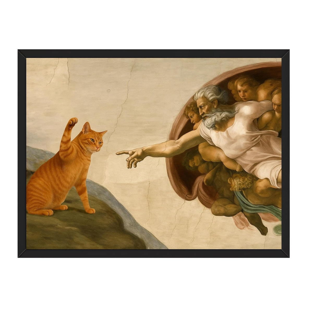 Gold Framed Sneaky Dog Breakfast Wall Art Abstract Funny Scandi Diner Canvas Posters Minimalist Orange Painting Prints Animal Sketch Pictures Artwork for Kitchen Nursery Coffee Bar Decor 20x30inch (20"L x 30"W / Dog - Gold Frame)