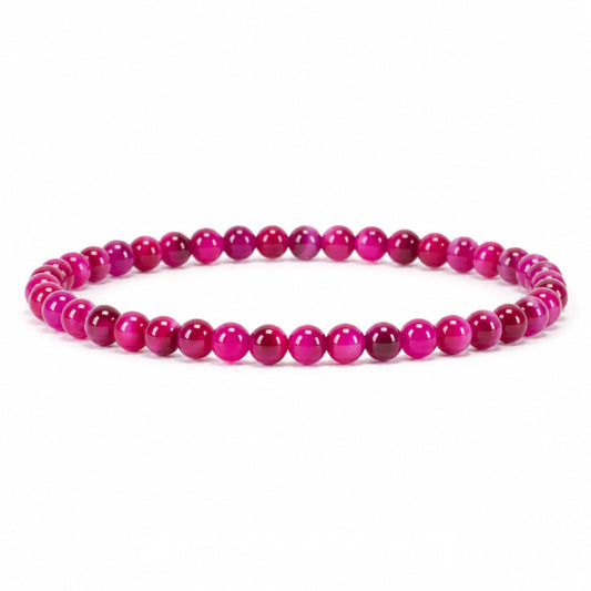 Pink Tiger's Eye Bracelet 4mm Beaded Bracelet (Pink Tiger's Eye / Large)
