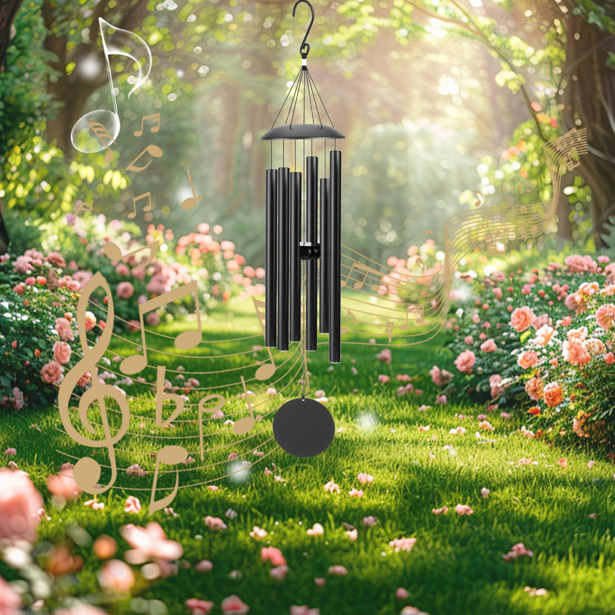 28" Wind Chimes for Outside (Delicate Black / 28")