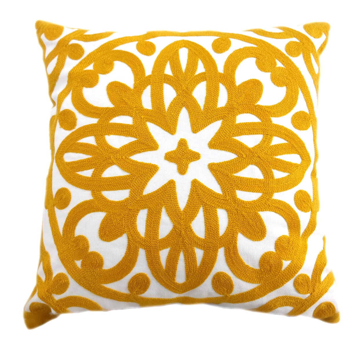Embroidered Decorative Throw Pillow Cover 20"x 20" (Gold / 20" x 20" (Pack of 1))