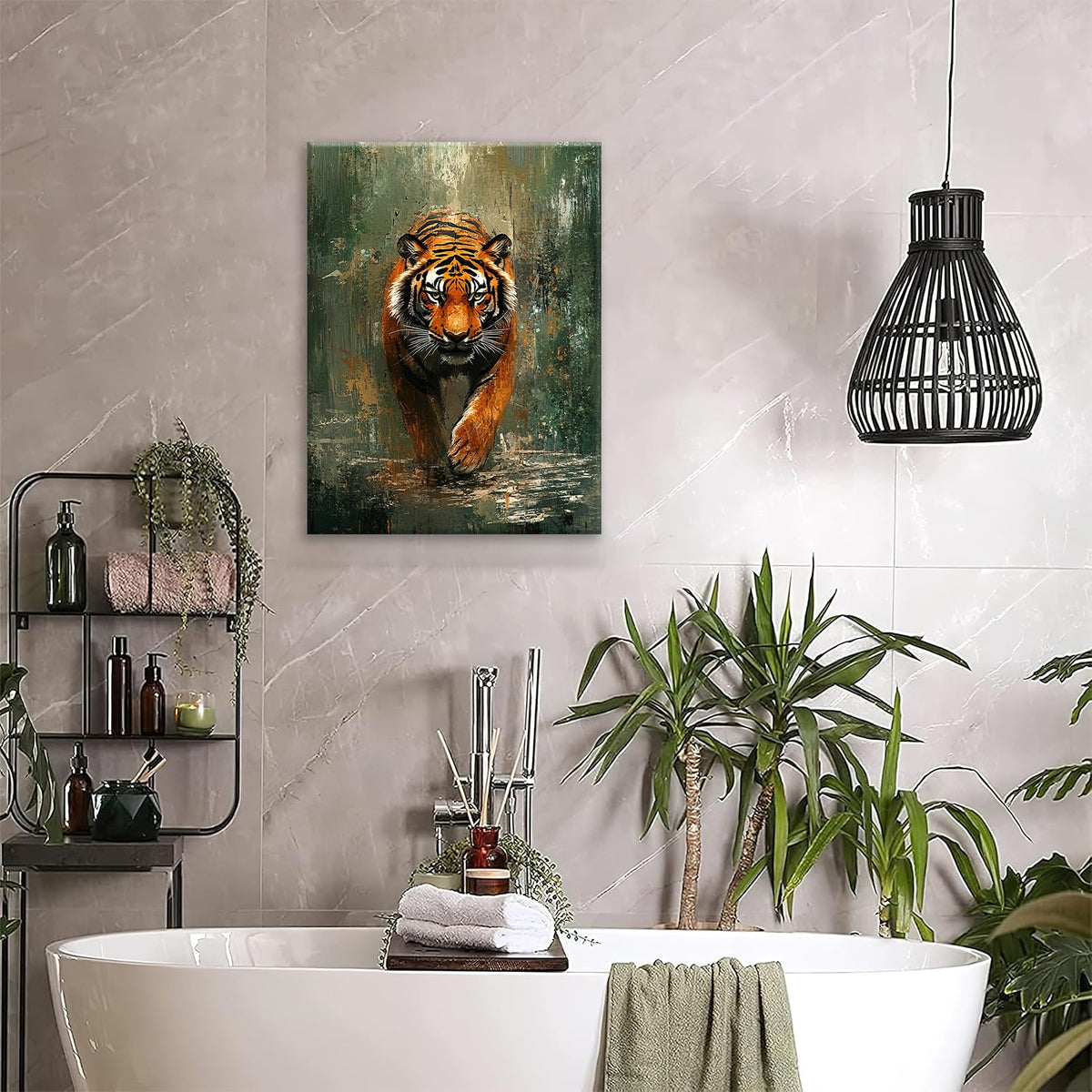 Tiger Canvas Wall Art Wildlife Animal Print Painting Framed ArtWork 16"x20" (Tiger / 20"L x 16"W)