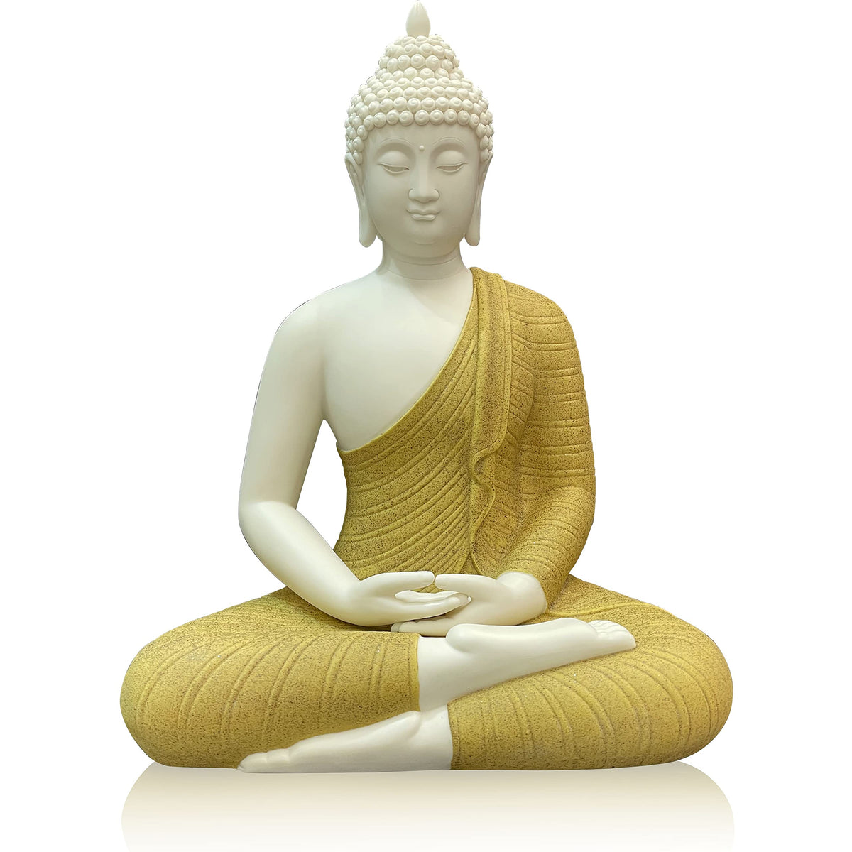 12 inch Ceramic Buddha Statues for Home Decor (Yellow)
