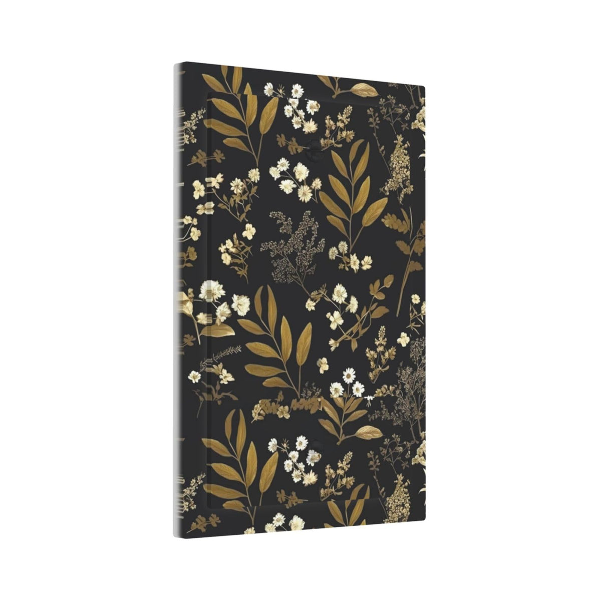 Black Gold Vintage Leaf Floral Decorative 1 (Black Gold Vintage Leaf Floral / 1-Gang Blank)