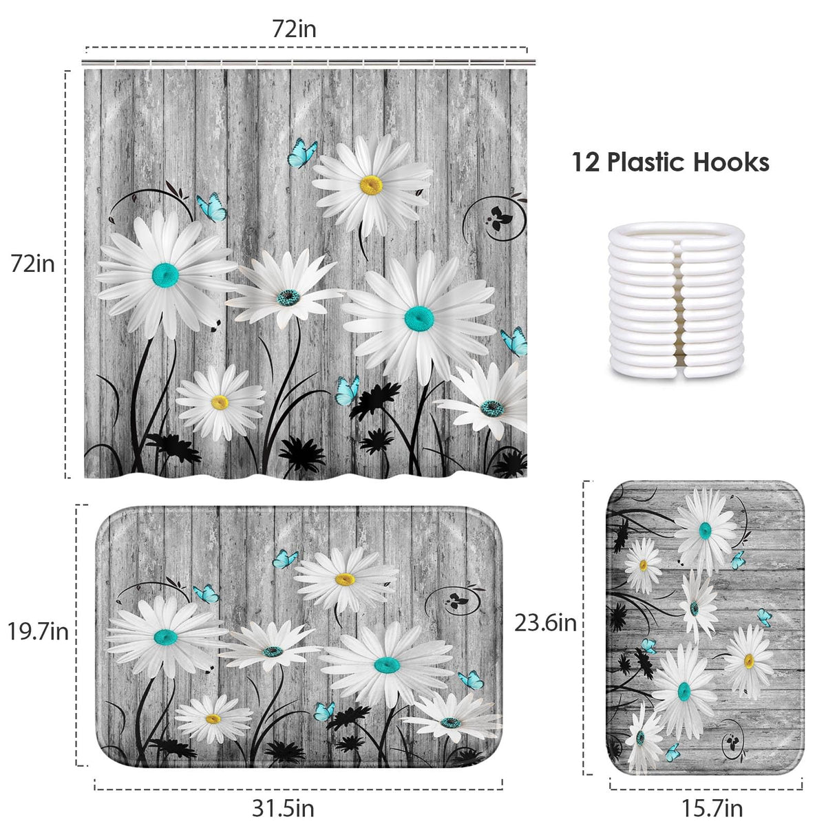 Bathroom Set of 3 (Flower Daisy)