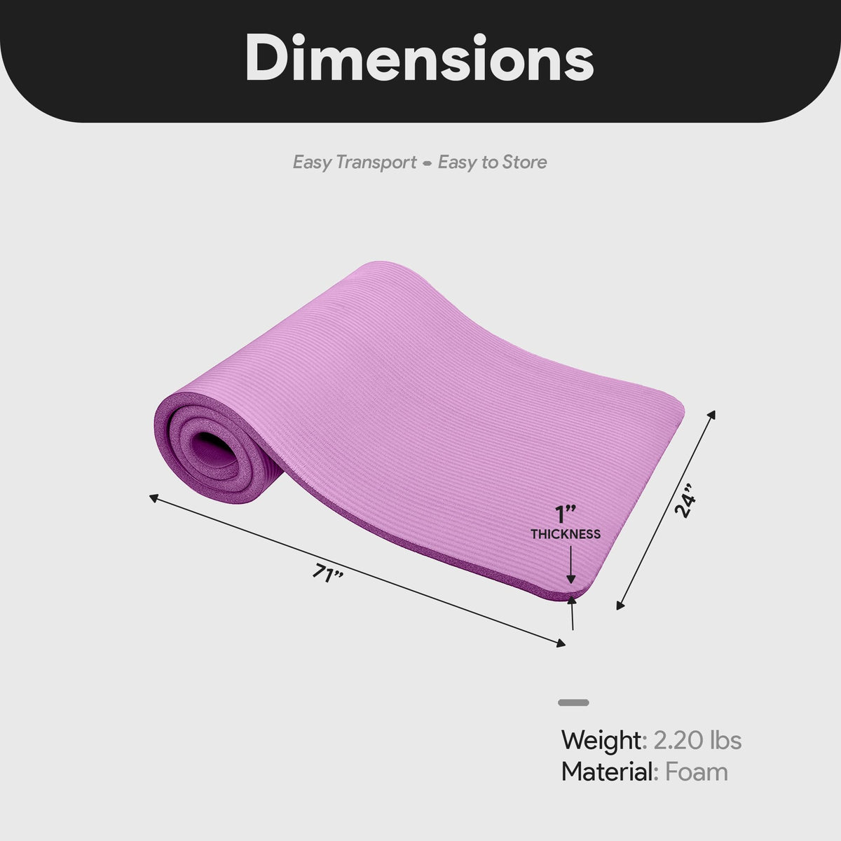 71x24 Inches Extra Thick Yoga Mat 1 (Taro Purple)