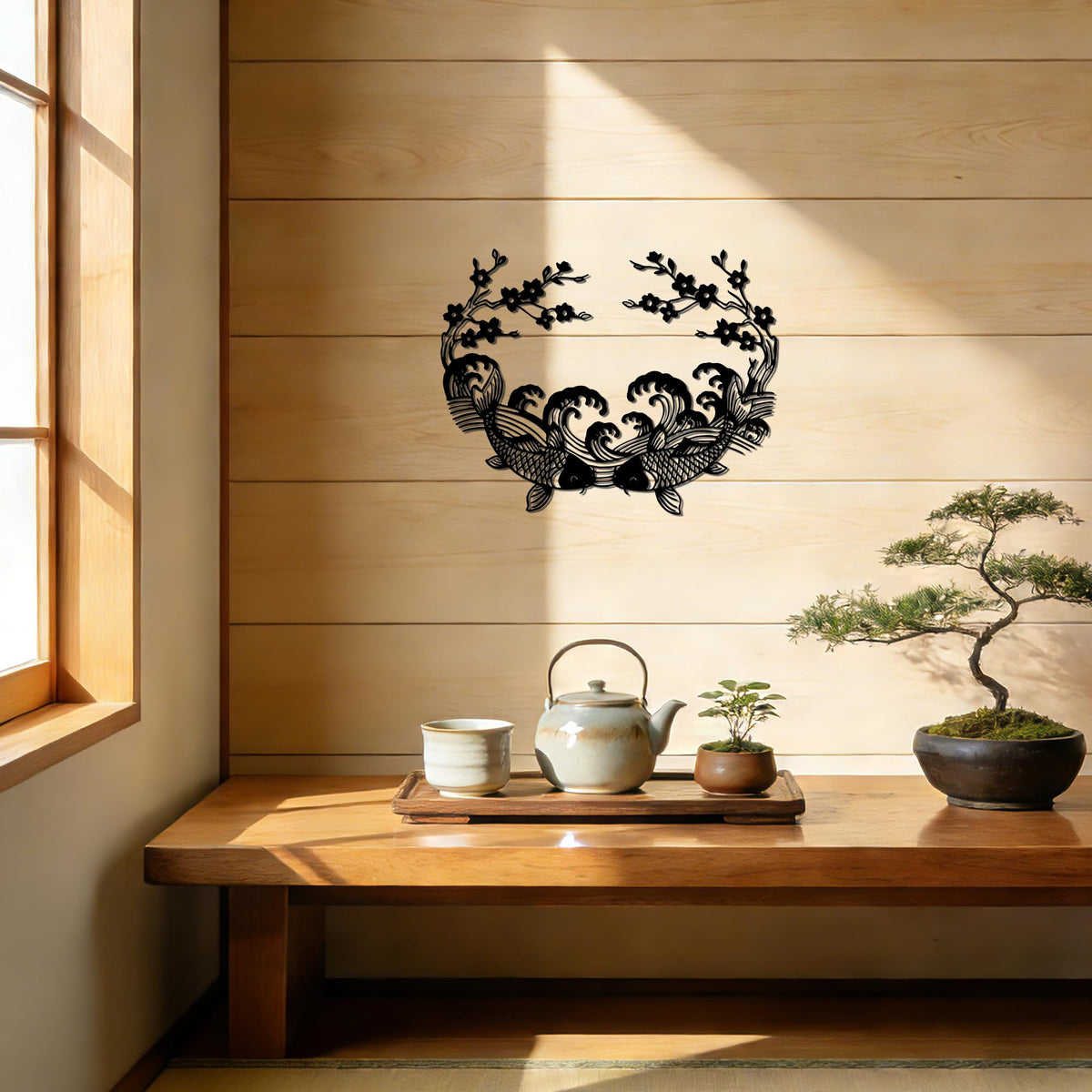 Koi Fish & Cherry Blossom Metal Wall Art (Koi fish)