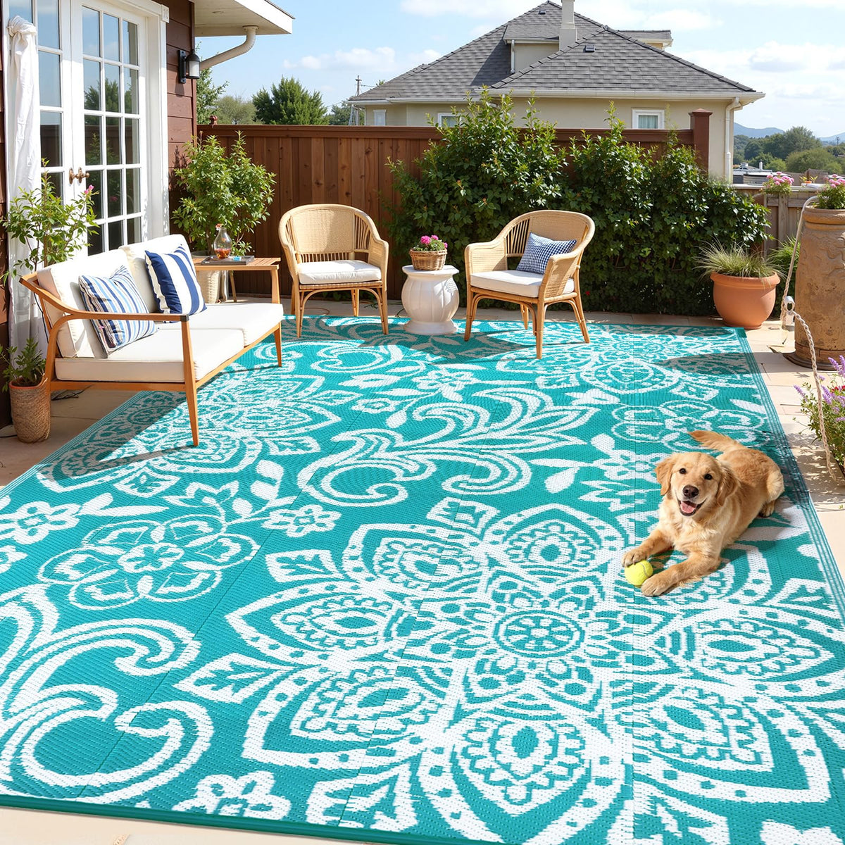 Waterproof Outdoor Rug 8' x 10' (Blue / 8' x 10')