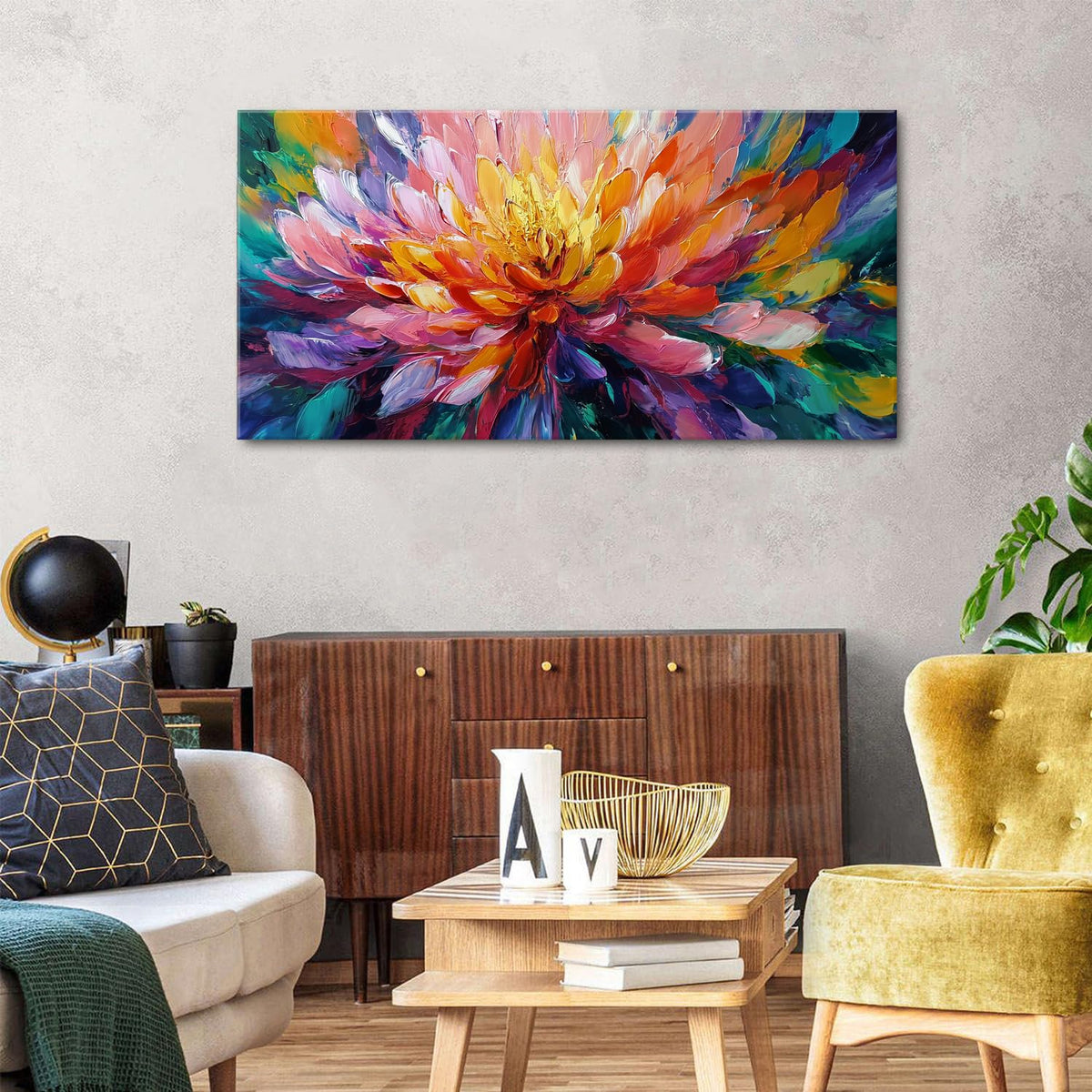 Abstract Lotus Wall Art Zen Wall Decor Large Colorful Lotus Flower Pictures for Bedroom Yoga Spa Room Abstract Blossom Floral Canvas Prints Meditation Artwork for Living Room Home Decorations 24x48" (48"L x 24"W / Lotus)