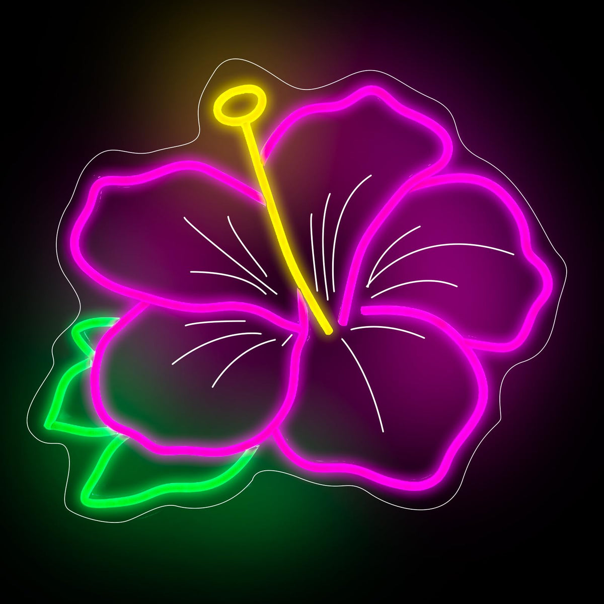 Hibiscus Neon Sign Hibiscus Flower LED Light Hawaii Floral Decor (Hibiscus-Pink)