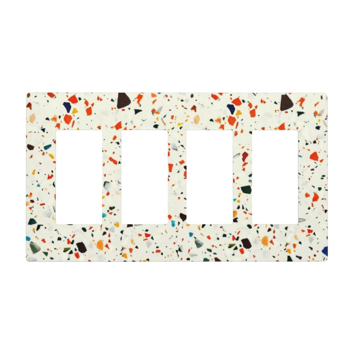 Beige.Cream Yellow Terrazzo Marble 4 Gang Quad Rocker (Beige.Cream Yellow Terrazzo Marble / 4 Gang Rocker Screwless)