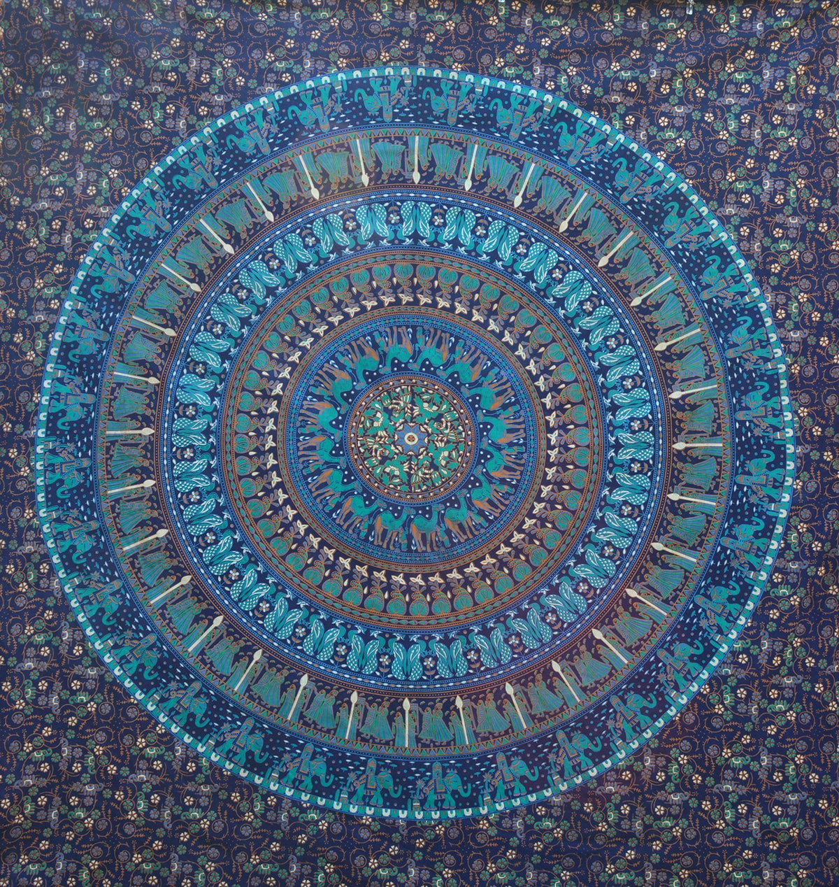 Tapestry Queen Hippie Mandala Bohemian Psychedelic Intricate Floral Design Indian Bedspread Magical Thinking Wall Hanging 84x90 Inches (90"L x 84"W / Neavy blue tarquish)