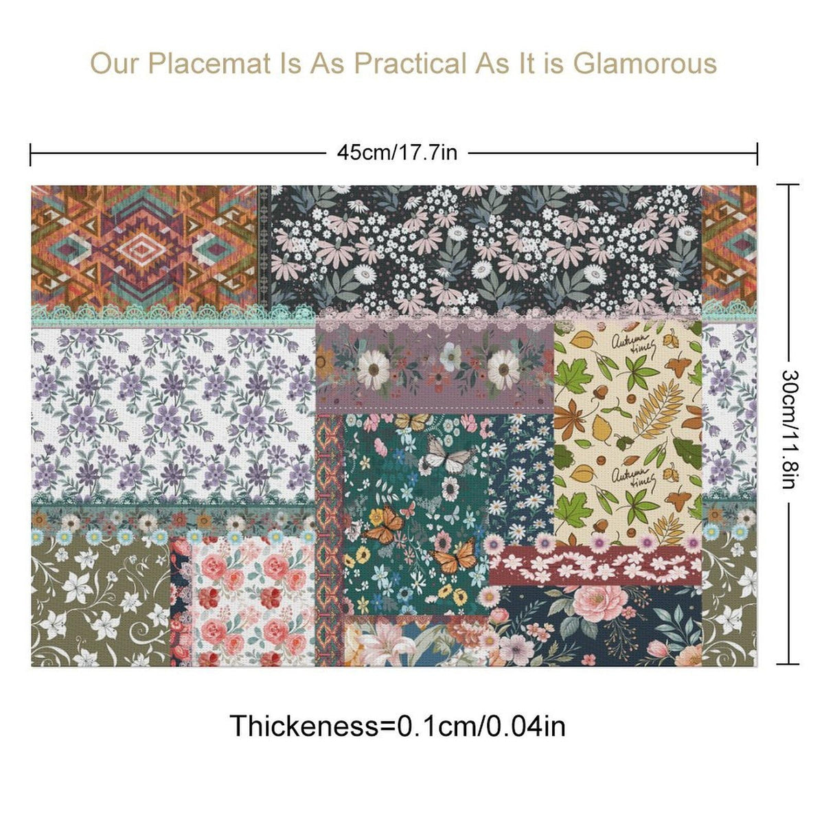 Boho Floral Placemat Set of 4 (Patchwork-8 / 4pcs)