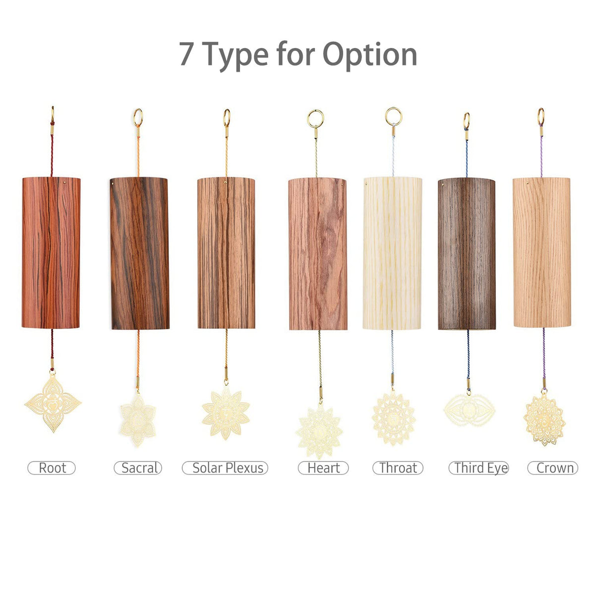 Chakra Chimes Natural Bamboo Wind Chimes Meditation Chord Windchime Wind Bell for Home Decoration Zen Mindfulness Throat Chakra (Throat)