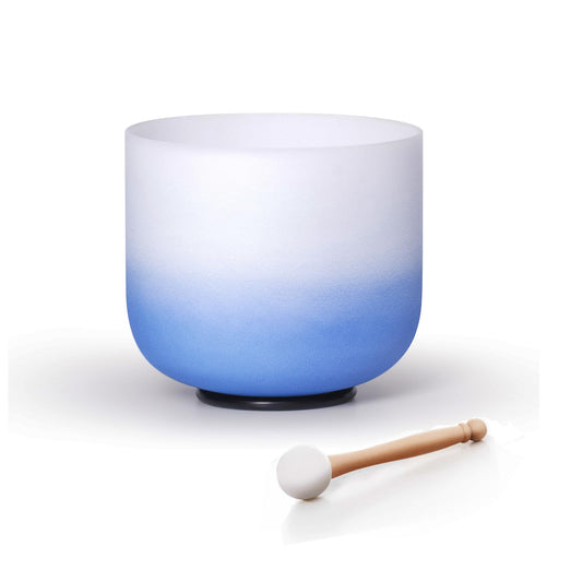432hz Half Color Frosted Quartz Crystal Singing Bowl for Yoga Healing Sound Energy Vibration Balance (7"A 432hz Half Indigo)