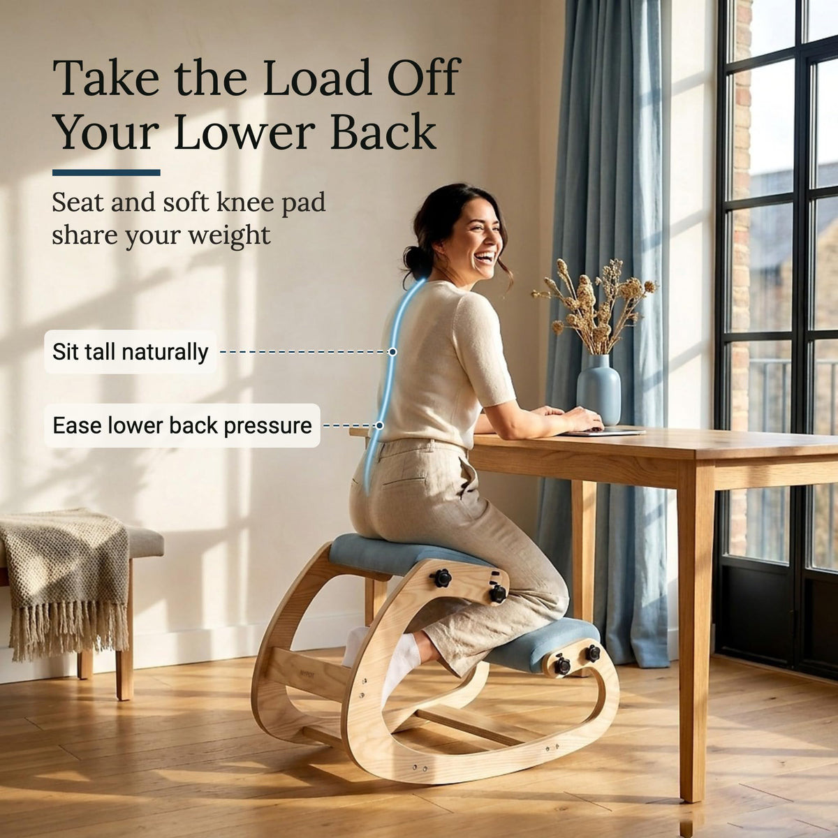 Ergonomic Kneeling Chair with Adjustable Seats (Dusty Sky Blue / Classic)