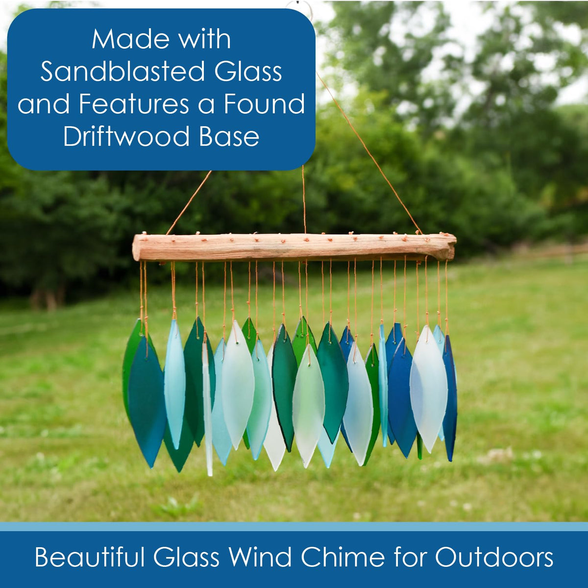 Ocean Breeze Glass Driftwood Wind Chime (Ocean Breeze)