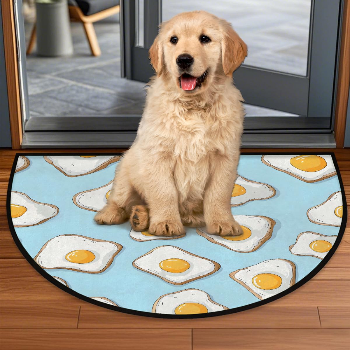 Egg Half Round Door Mat Semi Moon Rug Fireplace Carpet Area Rugs (Color6)